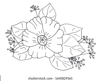 Flower Leaves Coloring Page Hand Drawing Stock Illustration 1645829365 ...