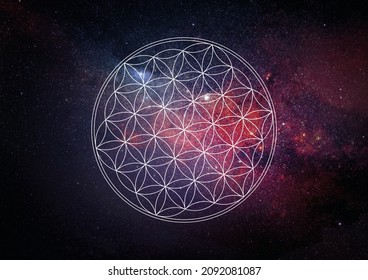 Flower Life Symbol On Universe Background Stock Illustration 2092081087 ...