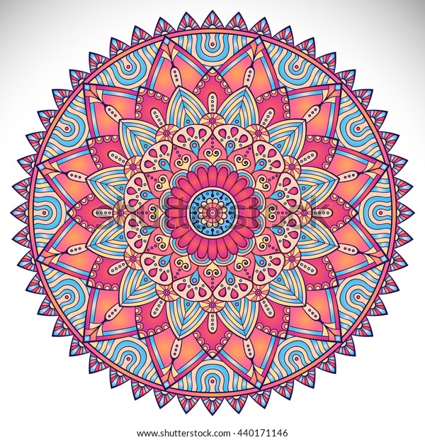 Flower Mandalas Vintage Decorative Elements Oriental Stock Illustration ...