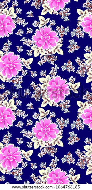 Flower Pattern Navy Background Stock Illustration 1064766185 | Shutterstock