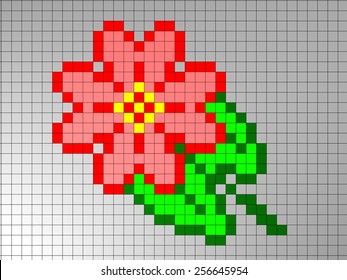 Flower Pixel Art Illustration Stock Illustration 256645954 