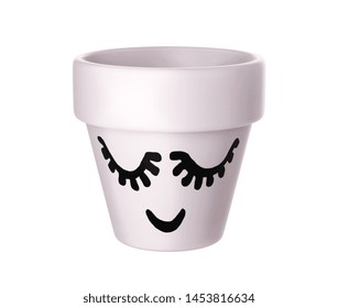 Flower Pot with Emoji design isolated on a Background. 3D Illustration