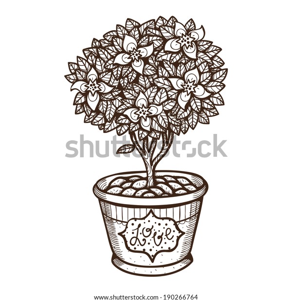 Stock ilustrace „Flower Pot Isolated Sketch Element Holiday“ 190266764