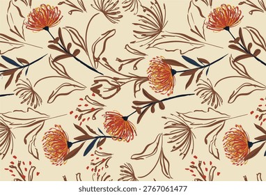 Flower seamless pattern. Anemone flower backg