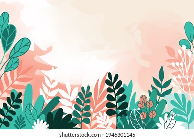 flower Spring background with beautiful. Vector design templates in simple modern style with copy space for text, flowers and leaves - wedding invitation backgrounds and frames. - Shutterstock ID 1946301145