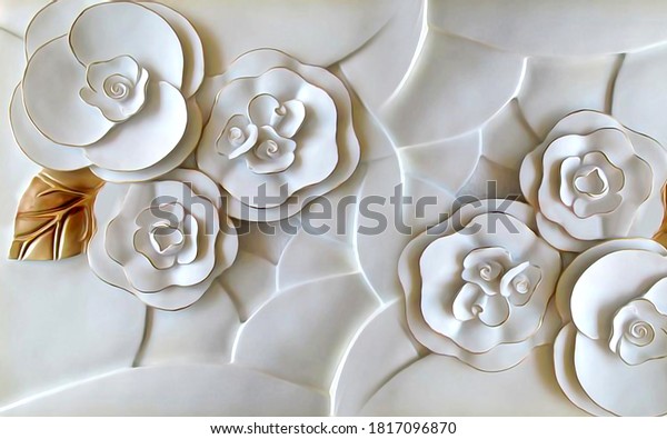 White large flower wallpaper for wall decoration
