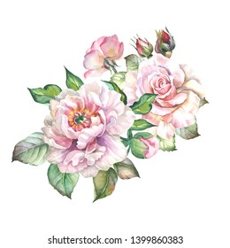 Flower Composition Bouquet Tender White Pink Stock Illustration 1113101597