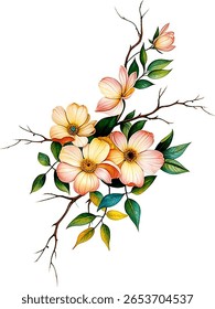 The flowers are connected to thin brownish stems, branching out with elegant curvature.