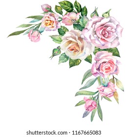 Watercolor Flowers Arrangements Decorative Floral Illustration Stock ...