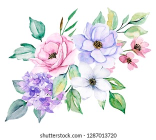 Watercolor Flower Illustration Pattern Stock Illustration 1444916339