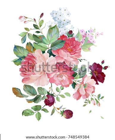 Flowers are full of romance, the leaves and flowers art design