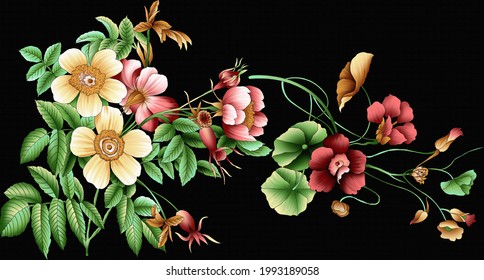 Flowers are full of romance, the leaves and flowers design