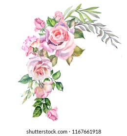 Watercolor Floral Border Decoration Wedding Invitation Stock ...