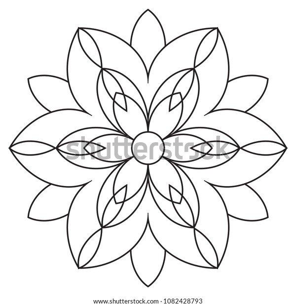 Flowers Mandala Pattern Simple Easy Beginners Stock