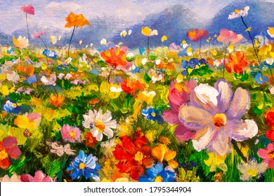 Flowers paintings monet painting claude impressionism paint landscape flower meadow oil