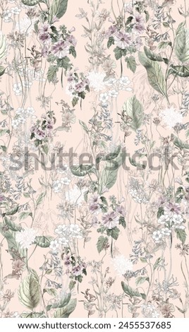 Flowers patterns. Seamless texture backdrop.