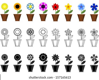 Similar Images, Stock Photos & Vectors of flowers in pots. Raster