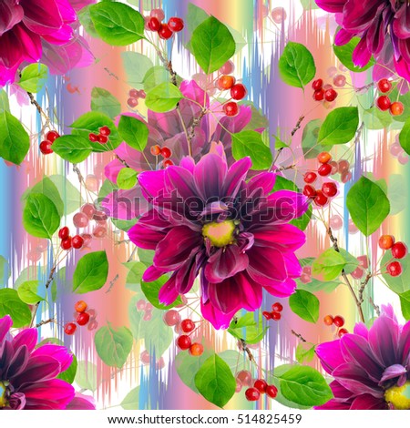 Flowers seamless pattern abstract .background . Photo collage - clip art. Layer effect
Dahlia Flower