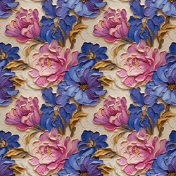 Blumen Nahtloses Muster. Blumennatur Dekorative Vintage-Fliesenhintergrund. Raster Bitmap-Illustration. Ausdrucksvolle Ölmalerei.