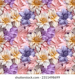 Flowers seamless pattern. Floral nature decorative vintage background. Raster bitmap illustration. Digital painting style. - Powered by Shutterstock