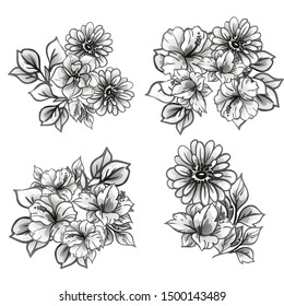 Hand Drawing Sketch Peony Flower Black Stock Vector (Royalty Free ...