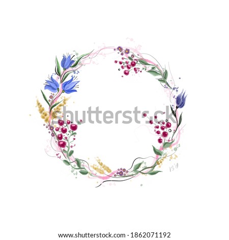 Similar – Round frames with tropical flowers and leaves