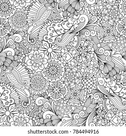 Zentangle Seamless Pattern Mandala Elements Abstract Stock Vector ...