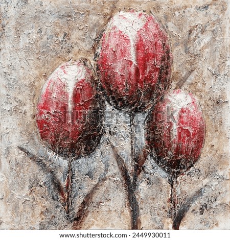 flowers, tulips, texture, impression oil painting,Creative art, hand-painted, background materials, paintings, high-definition printing, wallpaper, home decoration