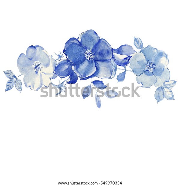 花の水彩イラスト 青いバラ のイラスト素材