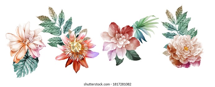 Flowers watercolor illustration.Big Set watercolor elements. - Powered by Shutterstock