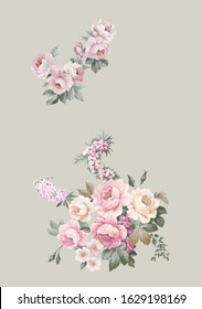 Flowers watercolor illustration Manual