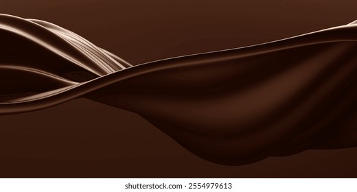 Flowing chocolate waves art concept for culinary design and decoration. 3d render. - Powered by Shutterstock