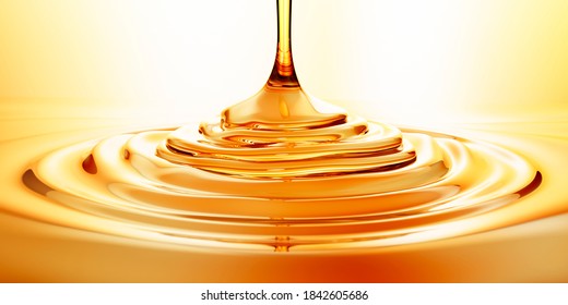 Flowing  golden oil or honey swirl - 3D illustration