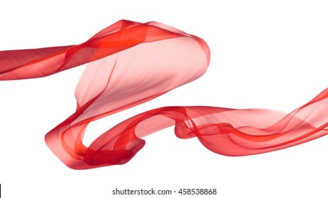 Flowing transparent red cloth. 3d illustration