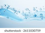 Flowing water bubbles and wave background, 3d rendering. 3D illustration.