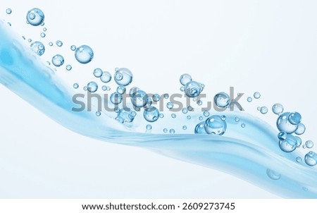 Flowing water bubbles and wave background, 3d rendering. 3D illustration.