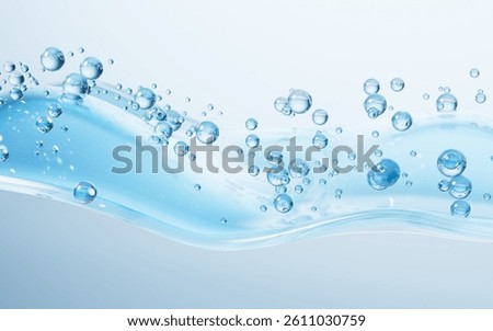 Flowing water bubbles and wave background, 3d rendering. 3D illustration.