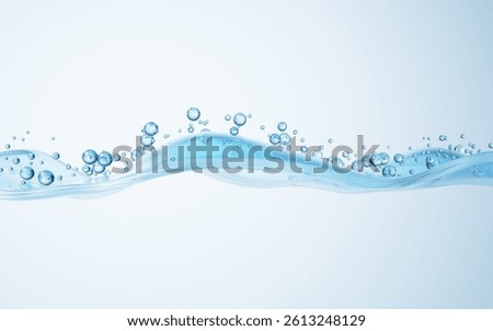 Flowing water bubbles and wave background, 3d rendering. 3D illustration.