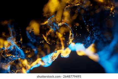 Flowing wave particles background, 3d rendering. 3D illustration.