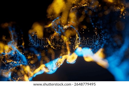 Flowing wave particles background, 3d rendering. 3D illustration.
