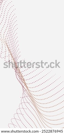 Flowing, wave-like abstract design of tiny pink, red, and beige dots on a white background. The intricate pattern evokes lightness, warmth, and grace, creating a soft, ethereal, and complex visual.