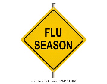 Flu Season. Road Sign On The White Background. Raster Illustration.