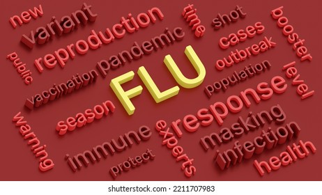 Flu Season Word Cloud Concept 3d Illustration. Flu Tag Cloud