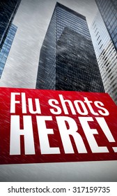 Flu Shots Here Against Skyscraper In City