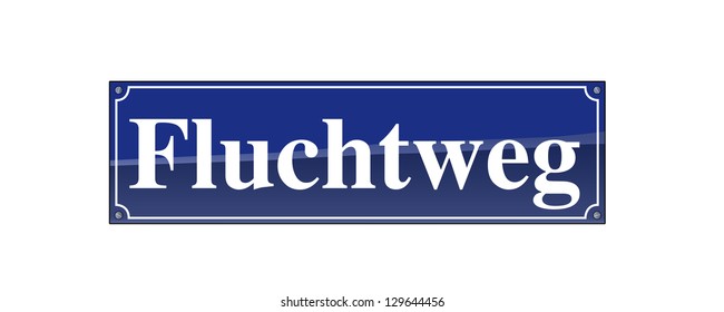 Fluchtweg Escape Route German Street Name Stock Illustration