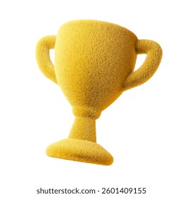 Fluffy Award Cup isolated on white background. 3d design element.