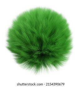 Fluffy Ball, Furry Green Sphere Isolated On White Background (3d Rendering)