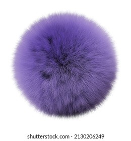 fluffy ball, furry purple sphere isolated on white background (3d rendering)