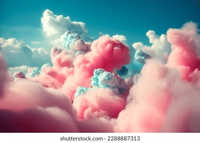 fluffy pink and blue cotton candy clouds up in the sky - Powered by Shutterstock