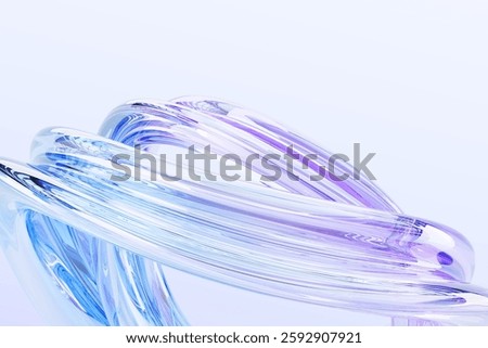 Fluid glass dynamic 3d background. Abstract liquid holographic transparent ribbon wave line with speed motion effect, blue purple light gradient. Modern wallpaper, render tech banner. 3D Illustration